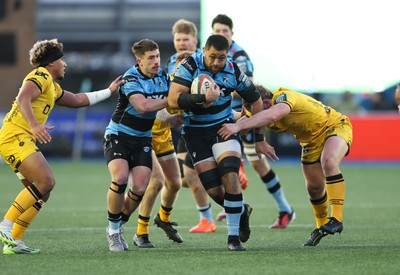 261225 - Cardiff Rugby v Dragons RFC, United Rugby Championship - Taulupe Faletau of Cardiff Rugby looks to break the Dragons defence