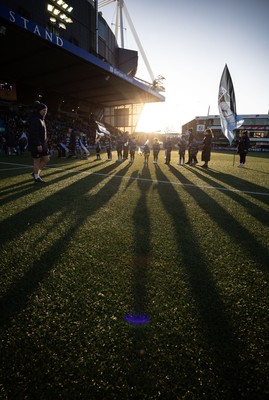 261225 - Cardiff Rugby v Dragons RFC, United Rugby Championship - Long shadows in the afternoon sun from the guard of honour