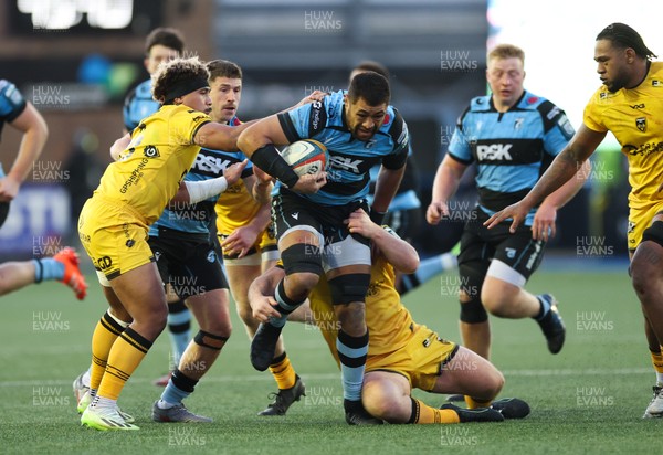 261225 - Cardiff Rugby v Dragons RFC, United Rugby Championship - Taulupe Faletau of Cardiff Rugby looks to break the Dragons defence