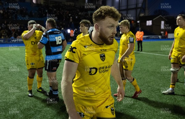 261225 - Cardiff Rugby v Dragons RFC, United Rugby Championship - Aneurin Owen of Dragons RFC at the end of the match