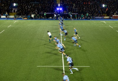 301124 - Cardiff Rugby v Dragons RFC - United Rugby Championship - Ben Thomas of Cardiff kicks off