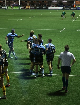 301124 - Cardiff Rugby v Dragons RFC - United Rugby Championship - Callum Sheedy of Cardiff scores a try