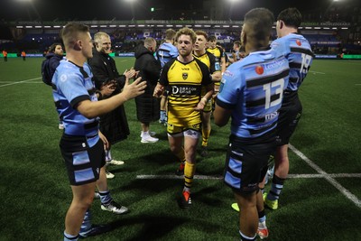 301124 - Cardiff Rugby v Dragons RFC - United Rugby Championship - Dejected Angus O�Brien of Dragons at full time