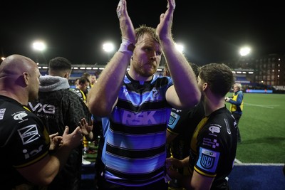 301124 - Cardiff Rugby v Dragons RFC - United Rugby Championship - Josh McNally of Cardiff at full time