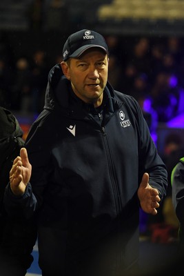 251025 - Cardiff Rugby v Edinburgh Rugby - United Rugby Championship - Cardiff interim head coach, Corniel Van Zyl with his side at full time
