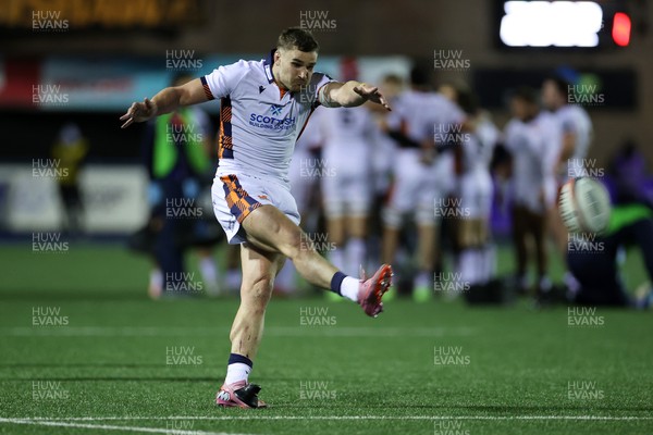 251025 - Cardiff Rugby v Edinburgh - United Rugby Championship - James Lang of Edinburgh kicks the conversion