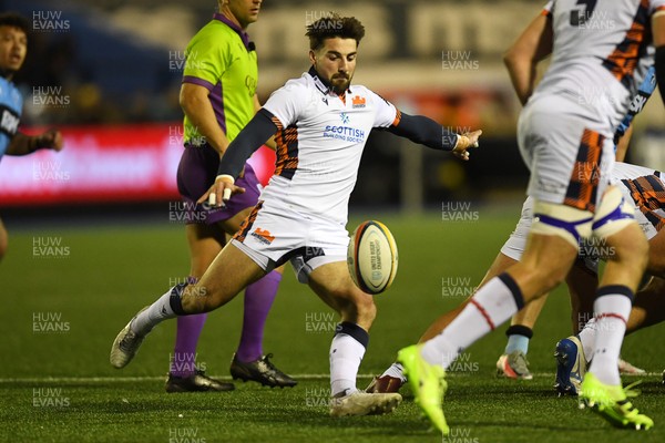 251025 - Cardiff Rugby v Edinburgh Rugby - United Rugby Championship - Charlie Shiel of Edinburgh kicks the ball