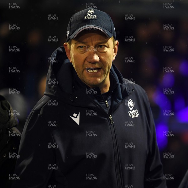 251025 - Cardiff Rugby v Edinburgh Rugby - United Rugby Championship - Cardiff interim head coach, Corniel Van Zyl with his side at full time