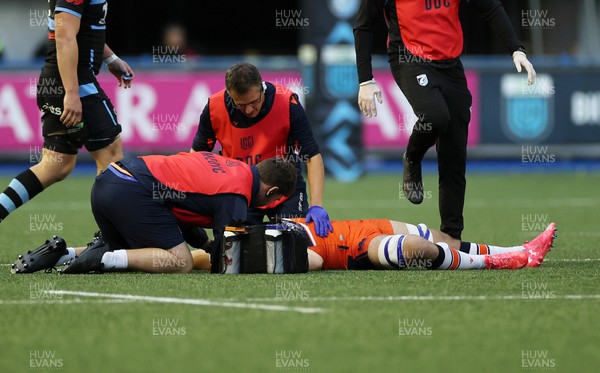 301022 - Cardiff Rugby v Edinburgh - BKT United Rugby Championship - Connor Boyle of Edinburgh goes down injured
