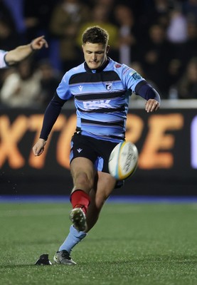 210325 - Cardiff Rugby v Emirates Lions - United Rugby Championship - Callum Sheedy of Cardiff kicks a penalty