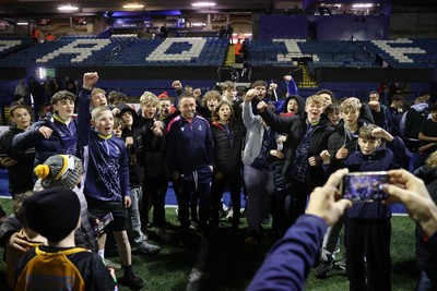 210325 - Cardiff Rugby v Emirates Lions - United Rugby Championship - Cardiff Rugby Head Coach Matt Sherratt with fans at full time