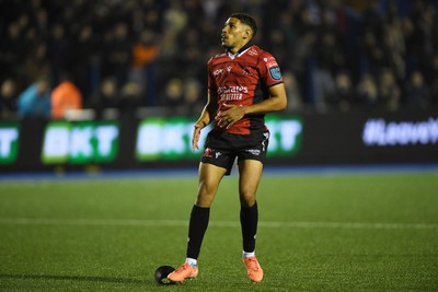 210325 - Cardiff Rugby v Emirates Lions - United Rugby Championship - Gianni Lombard of Emirates Lions kicks the conversion