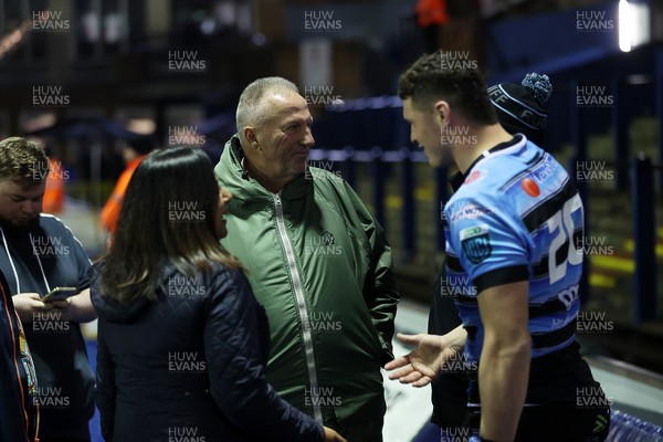 210325 - Cardiff Rugby v Emirates Lions - United Rugby Championship - James Botham of Cardiff with his grandfather Ian Botham