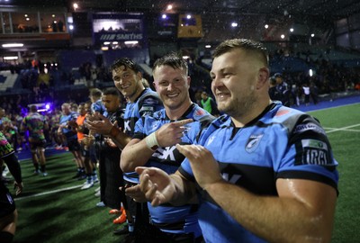 270925 - Cardiff Rugby v Emirates Lions - United Rugby Championship - Evan Lloyd and Danny Southworth of Cardiff 