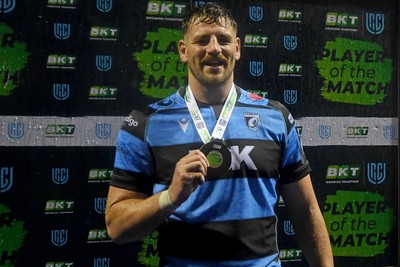 270925 - Cardiff Rugby v Emirates Lions - United Rugby Championship - Player of the match Alun Lawrence of Cardiff Rugby
