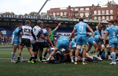 190926 - Cardiff Rugby v Exeter Chiefs - Pre Season Friendly - Dan Thomas of Cardiff scores a try