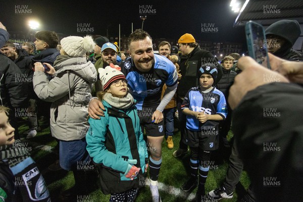 130124 - Cardiff Rugby v Harlequins - Investec Champions Cup - Owen Lane of Cardiff with fans