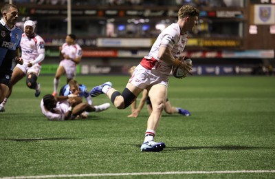 231026 Cardiff Rugby v Hollywoodbets Sharks, BKT United Rugby Championship - Ethan Hooker of Hollywoodbets Sharks races in to score try