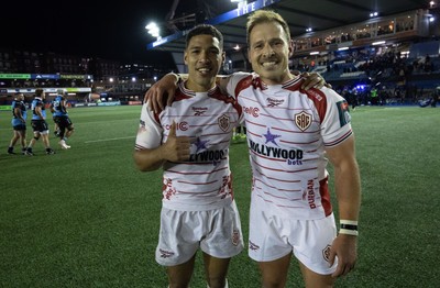 231026 Cardiff Rugby v Hollywoodbets Sharks, BKT United Rugby Championship - Gianni Lombard of Hollywoodbets Sharks and Ivan van Zyl of Hollywoodbets Sharks at the end of the match
