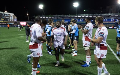 231026 Cardiff Rugby v Hollywoodbets Sharks, BKT United Rugby Championship - Hollywoodbets Sharks players at the end of the match