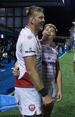 231026 Cardiff Rugby v Hollywoodbets Sharks, BKT United Rugby Championship - Ethan Bester of Hollywoodbets Sharks and Stephan Lewies of Hollywoodbets Sharks at the end of the match