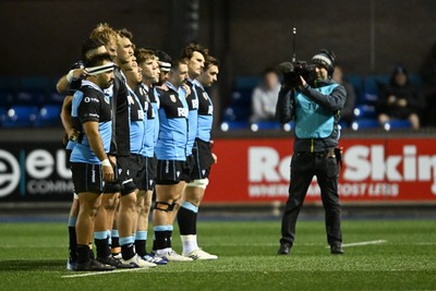 231026 - Cardiff Rugby v Hollywoodbets Sharks - United Rugby Championship - Minutes silence for Aberfan