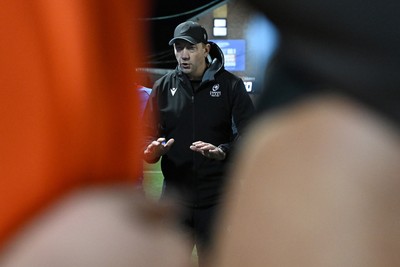 231026 - Cardiff Rugby v Hollywoodbets Sharks - United Rugby Championship - Cardiff head coach, Corniel Van Zyl leas his sides huddle at full time