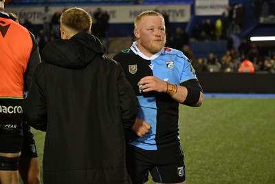 231026 - Cardiff Rugby v Hollywoodbets Sharks - United Rugby Championship - Kieron Asiratti of Cardiff Rugby at full time