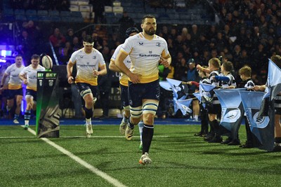 270226 - Cardiff Rugby v Leinster - United Rugby Championship - Leinster players run out at the start of the match