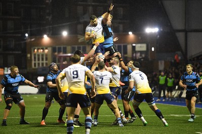 270226 - Cardiff Rugby v Leinster - United Rugby Championship - Max Deegan of Leinster wins the line-out