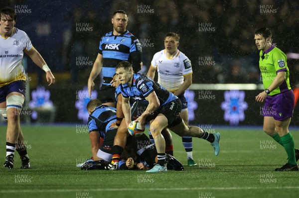 270226 - Cardiff Rugby v Leinster - United Rugby Championship - Aled Davies of Cardiff passes