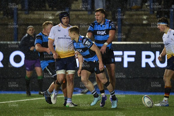 270226 - Cardiff Rugby v Leinster - United Rugby Championship - Aled Davies of Cardiff Rugby celebrates scoring a try