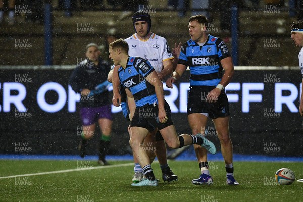 270226 - Cardiff Rugby v Leinster - United Rugby Championship - Aled Davies of Cardiff Rugby celebrates scoring a try
