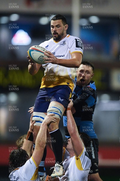 270226 - Cardiff Rugby v Leinster - United Rugby Championship - Max Deegan of Leinster wins the line-out