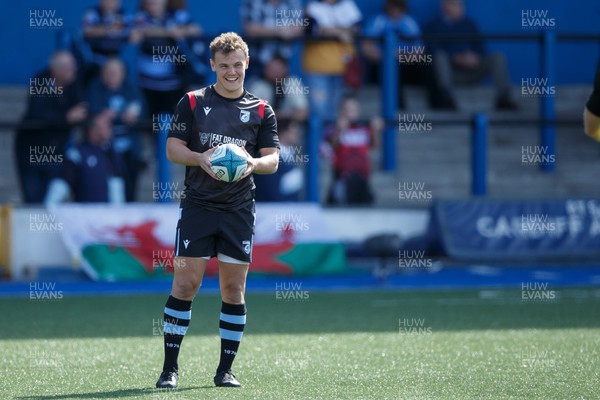 170922 - Cardiff Rugby v Munster - United Rugby Championship - Jarrod Evans of Cardiff Rugby warms up ahead of the match