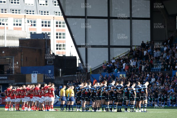 170922 - Cardiff Rugby v Munster - United Rugby Championship - Two minutes' silence is observed for the Queen