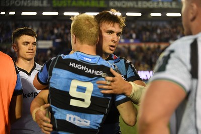 240426 - Cardiff Rugby v Ospreys - United Rugby Championship - Taine Basham of Cardiff Rugby at full time