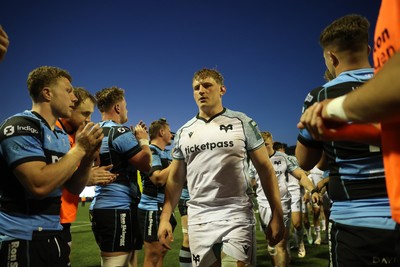 240426 - Cardiff Rugby v Ospreys - United Rugby Championship - Jac Morgan of Ospreys at full time