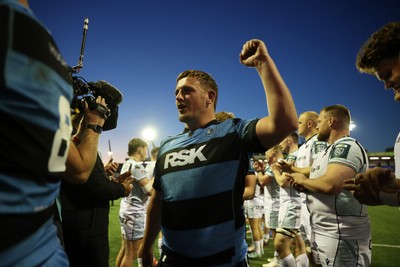 240426 - Cardiff Rugby v Ospreys - United Rugby Championship - Daf Huughes of Cardiff Rugby at full time