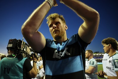 240426 - Cardiff Rugby v Ospreys - United Rugby Championship - Josh McNally of Cardiff Rugby at full time