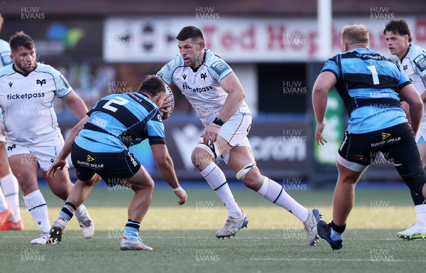 240426 - Cardiff Rugby v Ospreys - United Rugby Championship - Rhys Davies of Ospreys