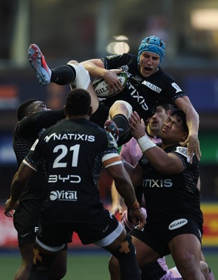 100126 - Cardiff Rugby v Racing 92, EPCR Challenge Cup - Maxime Baudonne of Racing 92 takes the high ball