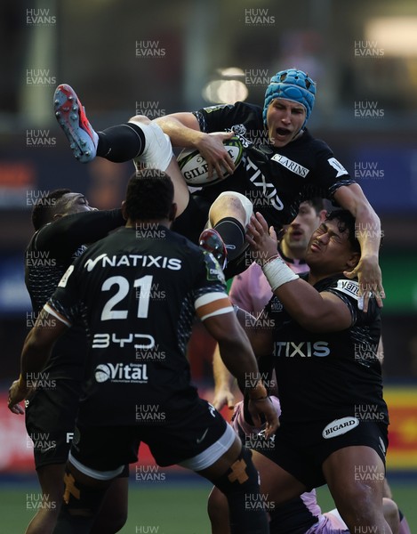 100126 - Cardiff Rugby v Racing 92, EPCR Challenge Cup - Maxime Baudonne of Racing 92 takes the high ball