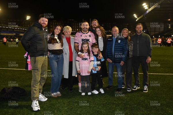 100126 - Cardiff Rugby v Racing 92 - EPCR Challenge Cup - Liam Belcher of Cardiff Rugby with family at full time after getting his 100th cap