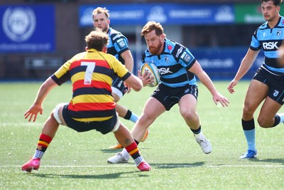 060925 - Cardiff Rugby v Richmond - Preseason Friendly - Rory Jennings of Cardiff takes on Jared Cardew of Richmond