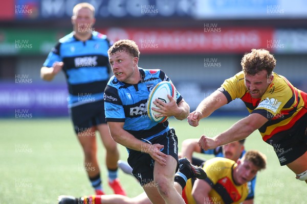 060925 - Cardiff Rugby v Richmond - Preseason Friendly - Tom Bowen of Cardiff beats Jared Cardew of Richmond