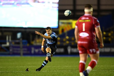 070123 - Cardiff v Scarlets - United Rugby Championship - Jarrod Evans of Cardiff kicks at goal