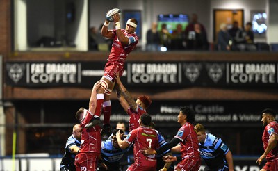 070123 - Cardiff v Scarlets - United Rugby Championship - Aaron Shingler of Scarlets takes line out ball