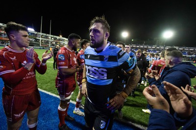 070123 - Cardiff Rugby v Scarlets - United Rugby Championship - Josh Turnbull of Cardiff at full time