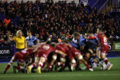 070123 - Cardiff Rugby v Scarlets - United Rugby Championship - Fans watch the game